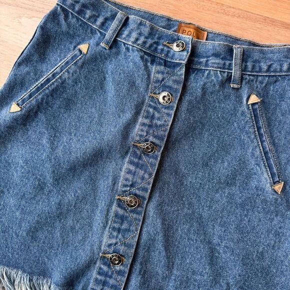 NEW POL Button Front Denim Mini Skirt Size Small - Picture 3 of 5